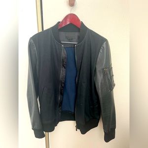 Diesel Black Gold Leather Bomber Jacket - Size 46 (medium)